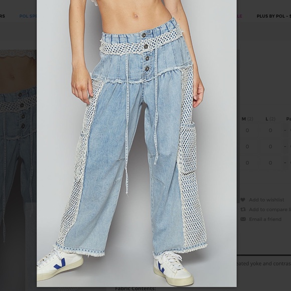 POL Pants - POL “ Palm Springs “ POL Pants with Pleated Yoke and Mesh Overlay Detail BR40